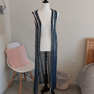 LulaRoe blue and beige vest duster small